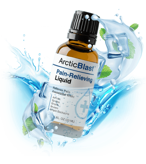 Arctic Blast pain relief bottle with cooling formula for joint and muscle comfort support